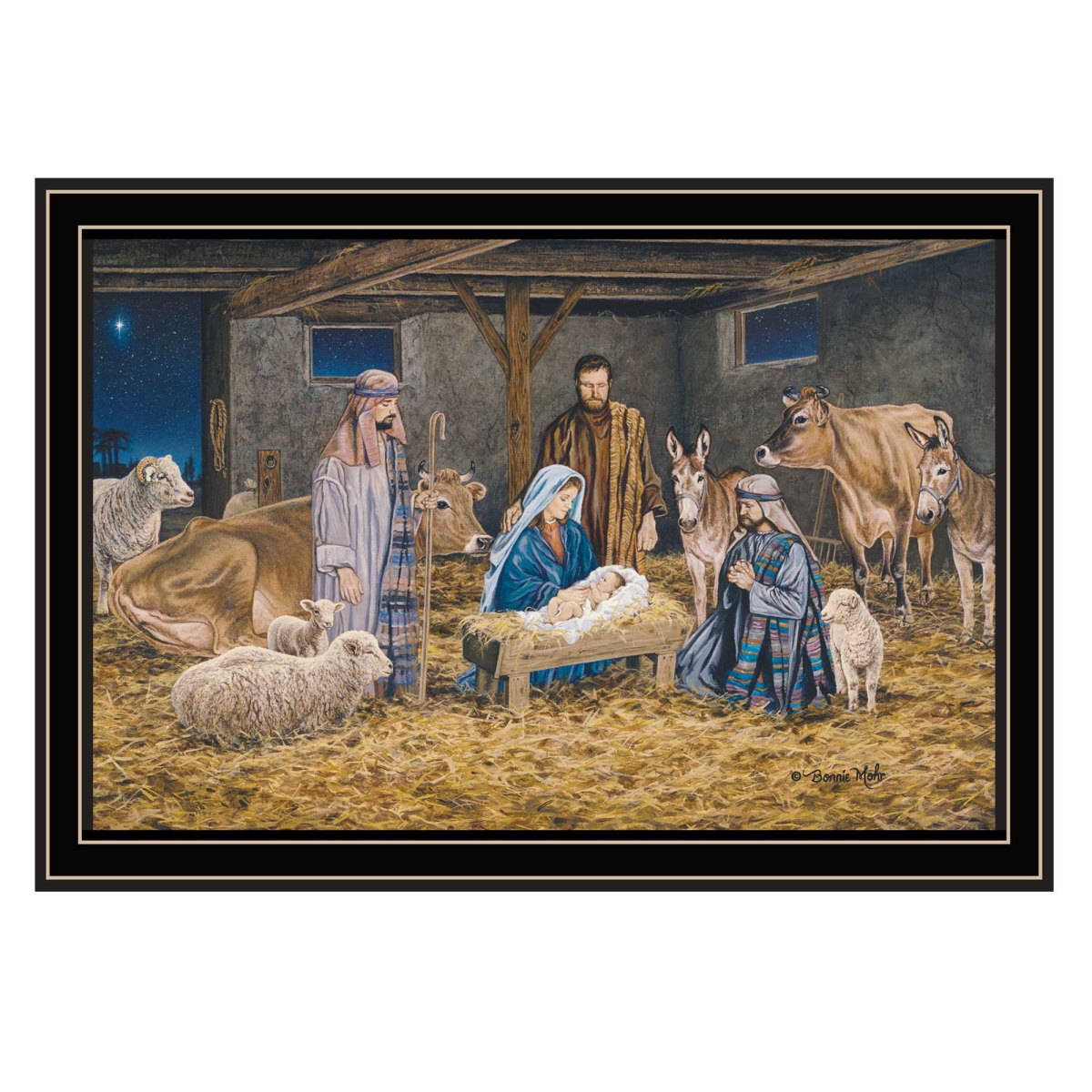 572095 The Birth of Christ Black Framed Wall Art