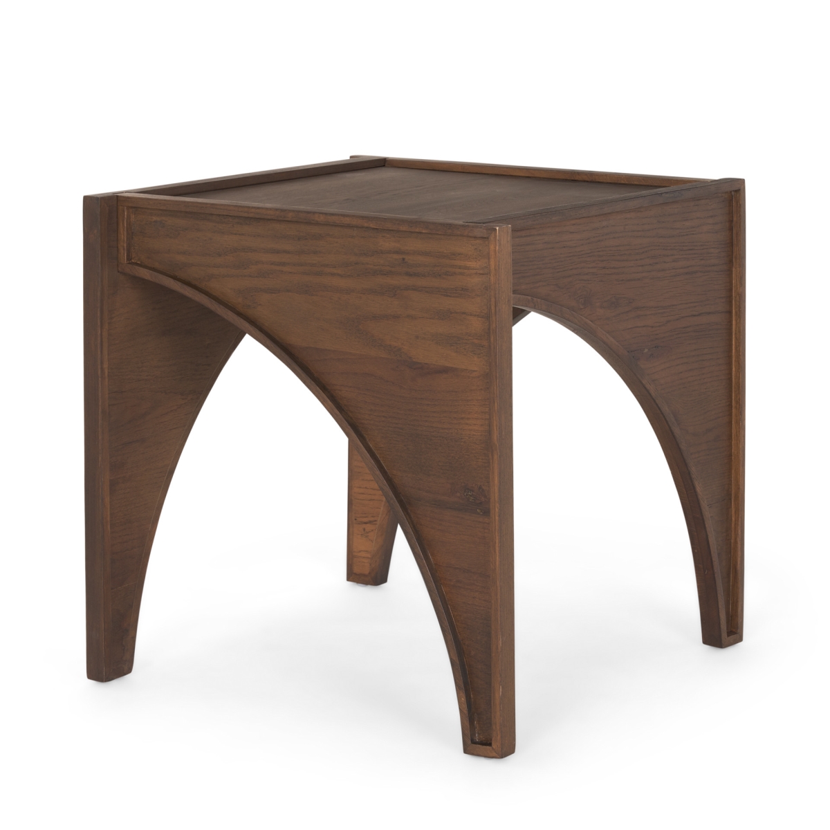 604035 24 in. Brown Wood Modern Arched Square End Table