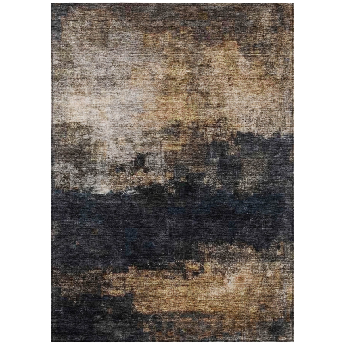 606093 5 x 8 ft. Charcoal, Tan & Beige Abstract Washable Indoor & Outdoor Rectangle Area Rug
