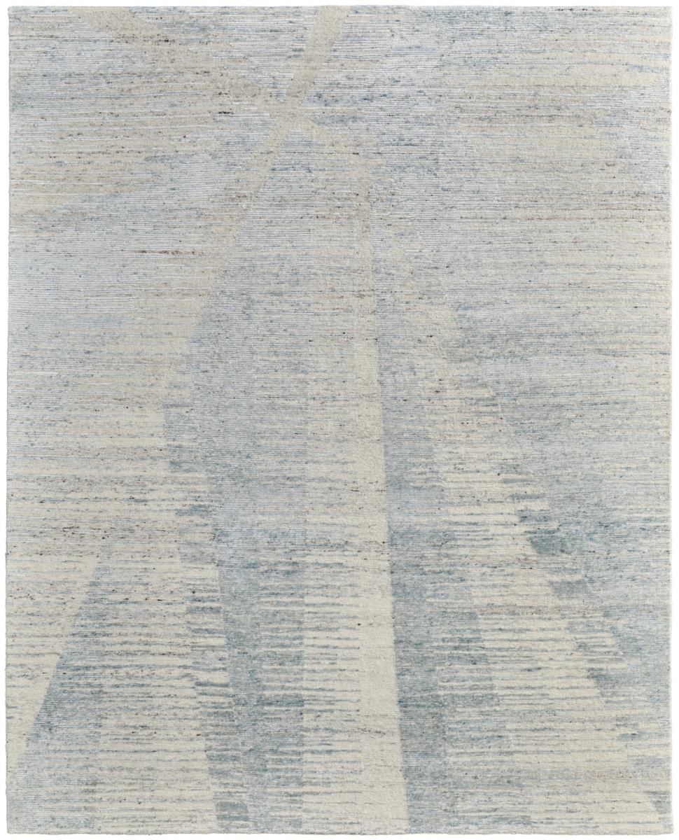 617275 8 x 12 ft. Blue, Ivory & Silver Abstract Hand Knotted Distressed Rectangle Area Rug
