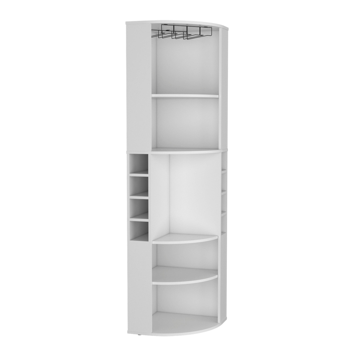 552280 71 in. White Wood Corner Bar Cabinet