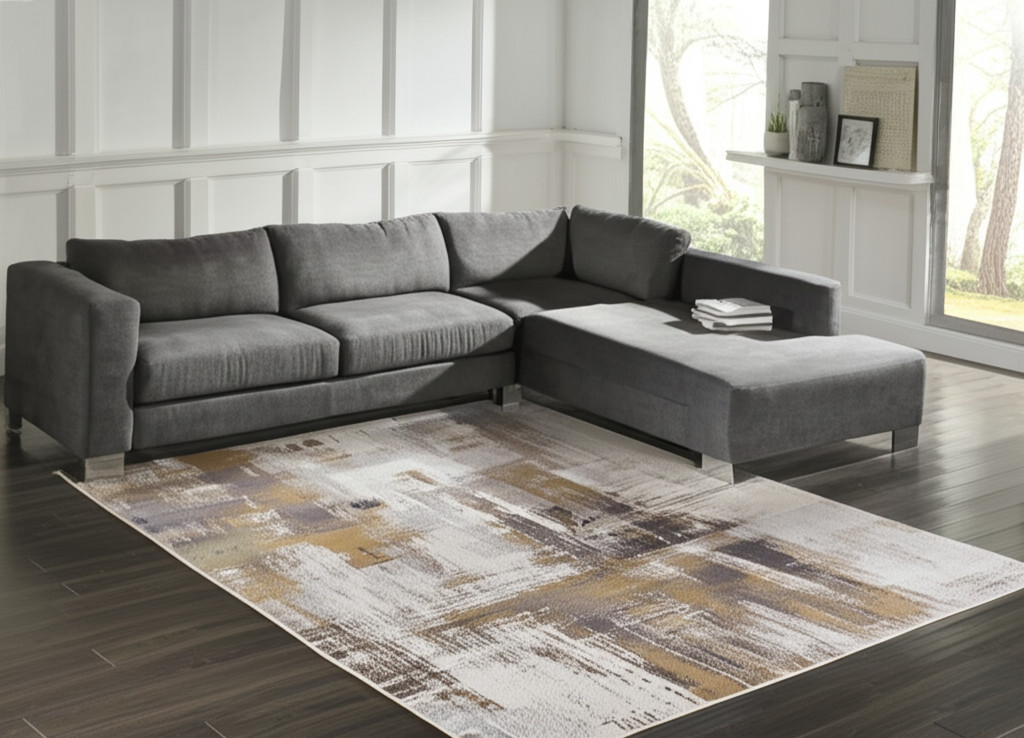 616900 8 x 10 ft. Gray & Brown Abstract Rectangle Area Rug