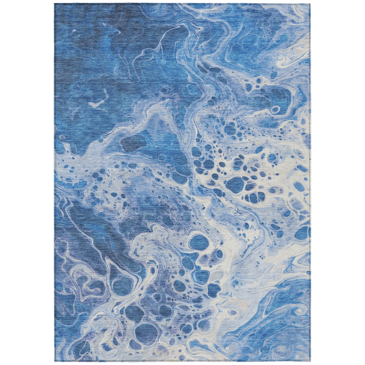 618304 3 x 5 ft. Navy Blue & Ivory Abstract Washable Indoor & Outdoor Rectangle Area Rug