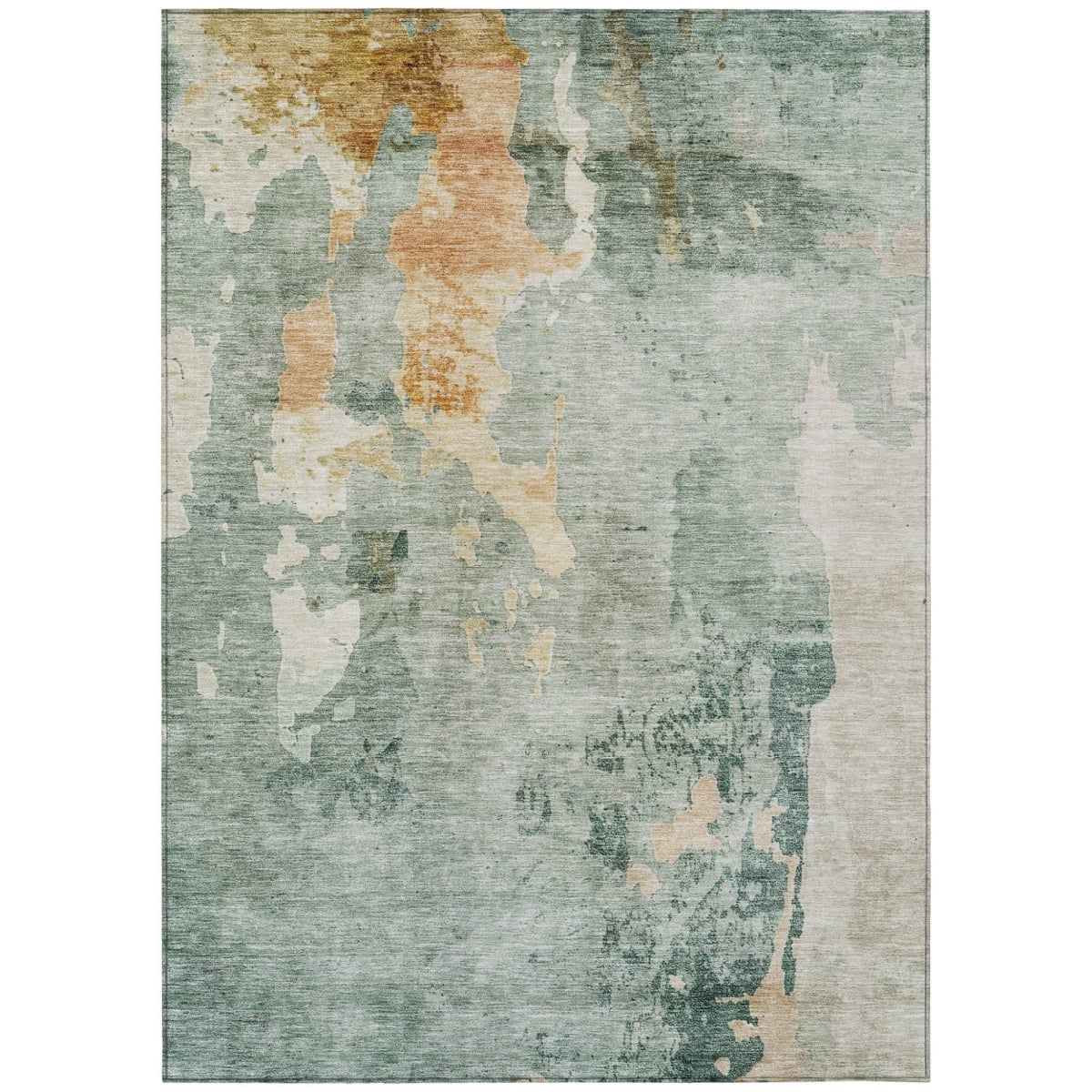 605499 10 x 14 ft. Blue, Copper & Gray Abstract Washable Indoor & Outdoor Rectangle Area Rug