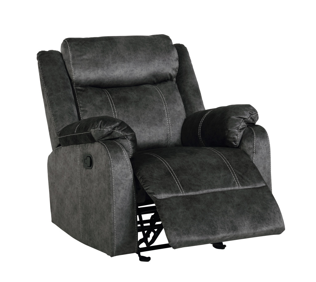 563933 35 in. Granite Gray Fabric Manual Recliner