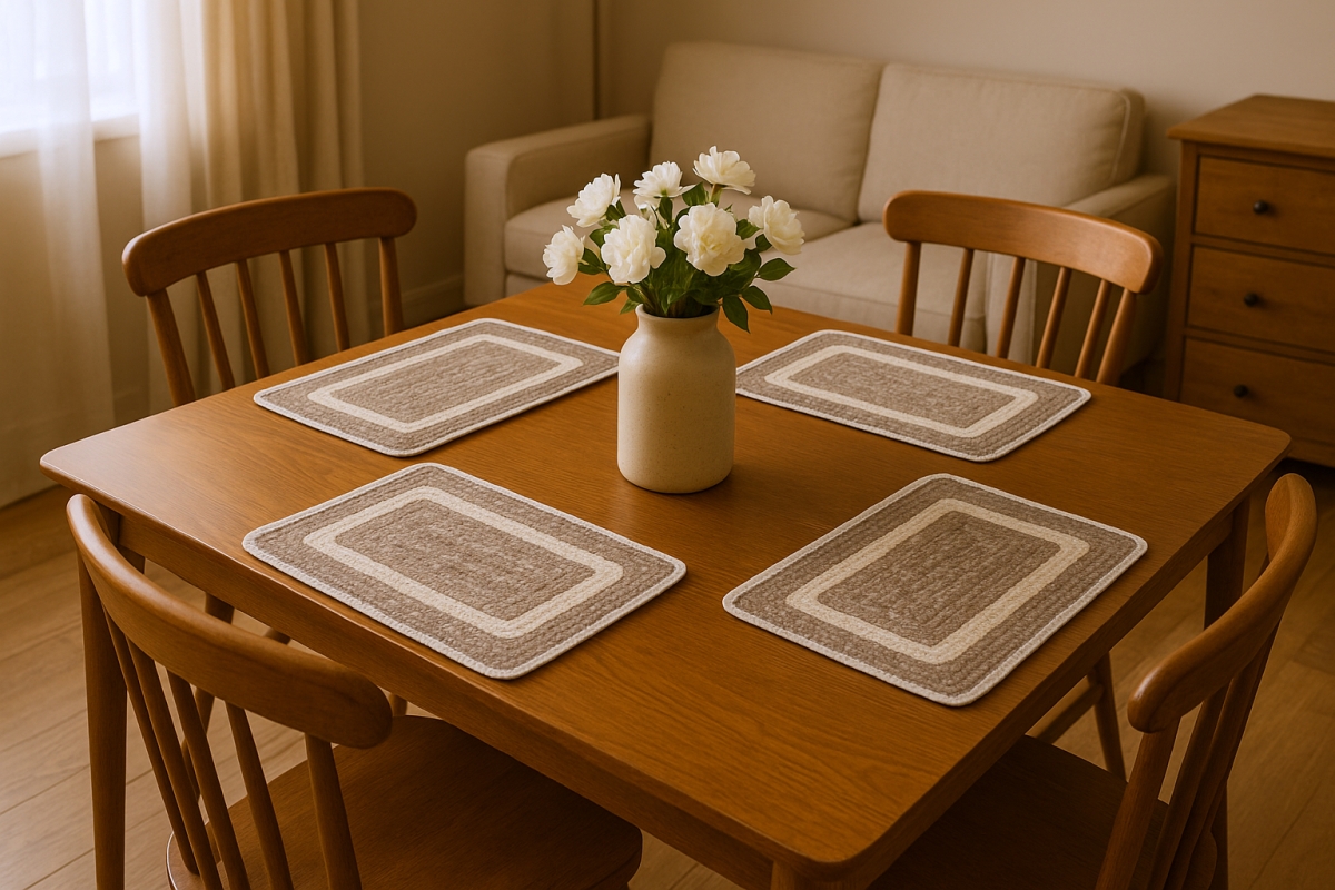 Picture of HomeRoots 534183 19 in. Natural & Ivory Geometric Braided Jute Placemats - Set of 4