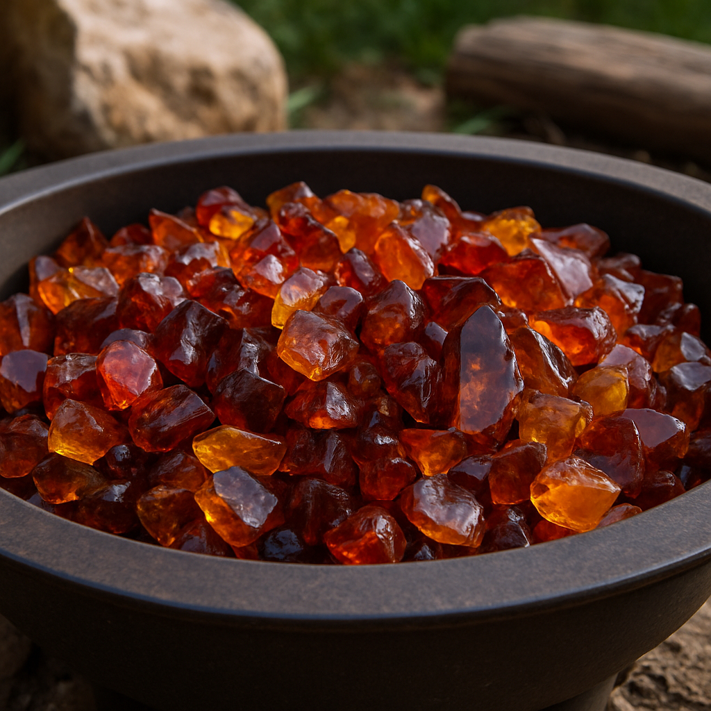 479087 Round Reflective Fire Pit Glass - Amber