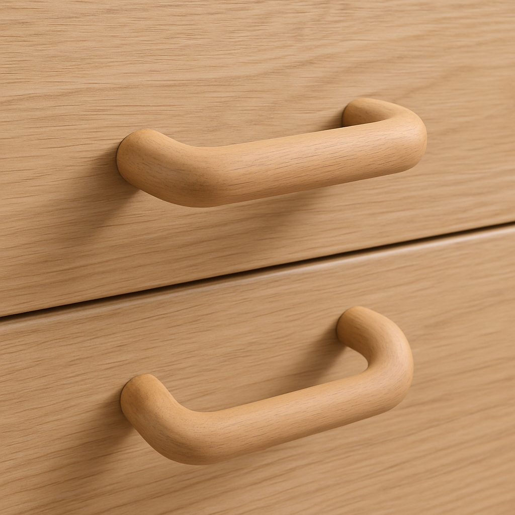 476582 Brown Wood C Shape Drawer Pull Knobs - Set of 2