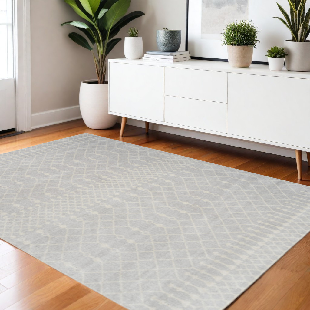 532895 4 x 6 ft. Gray & Ivory Moroccan Washable Rectangle Area Rug