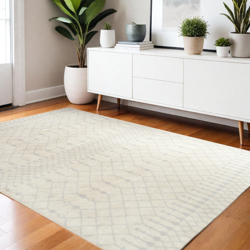 532894 4 x 6 ft. Gray & Ivory Moroccan Washable Rectangle Area Rug