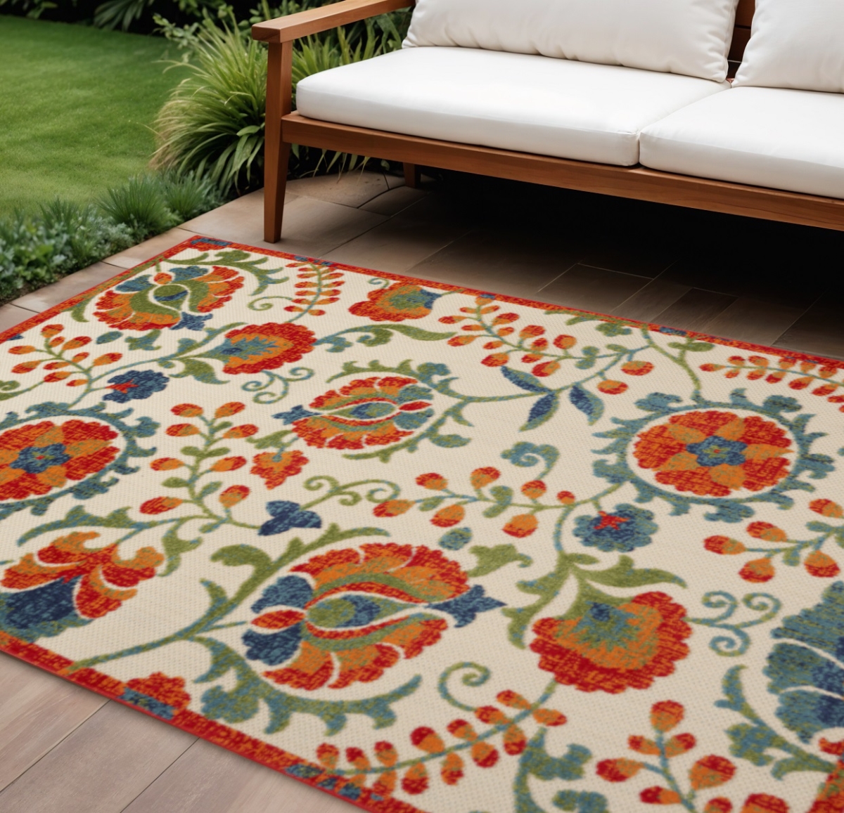 548135 12 x 15 ft. Multi Color Floral Indoor & Outdoor Rectangle Area Rug