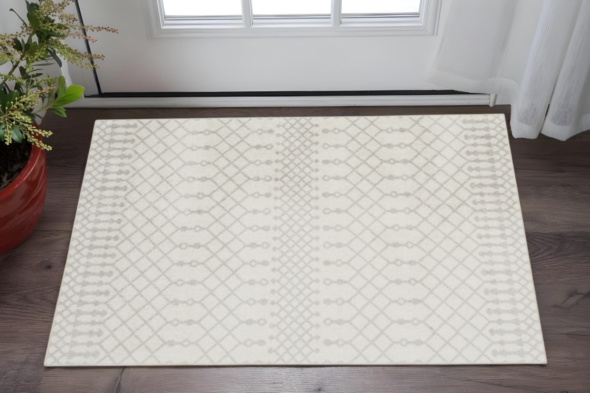 532891 3 x 5 ft. Gray & Ivory Moroccan Washable Rectangle Area Rug