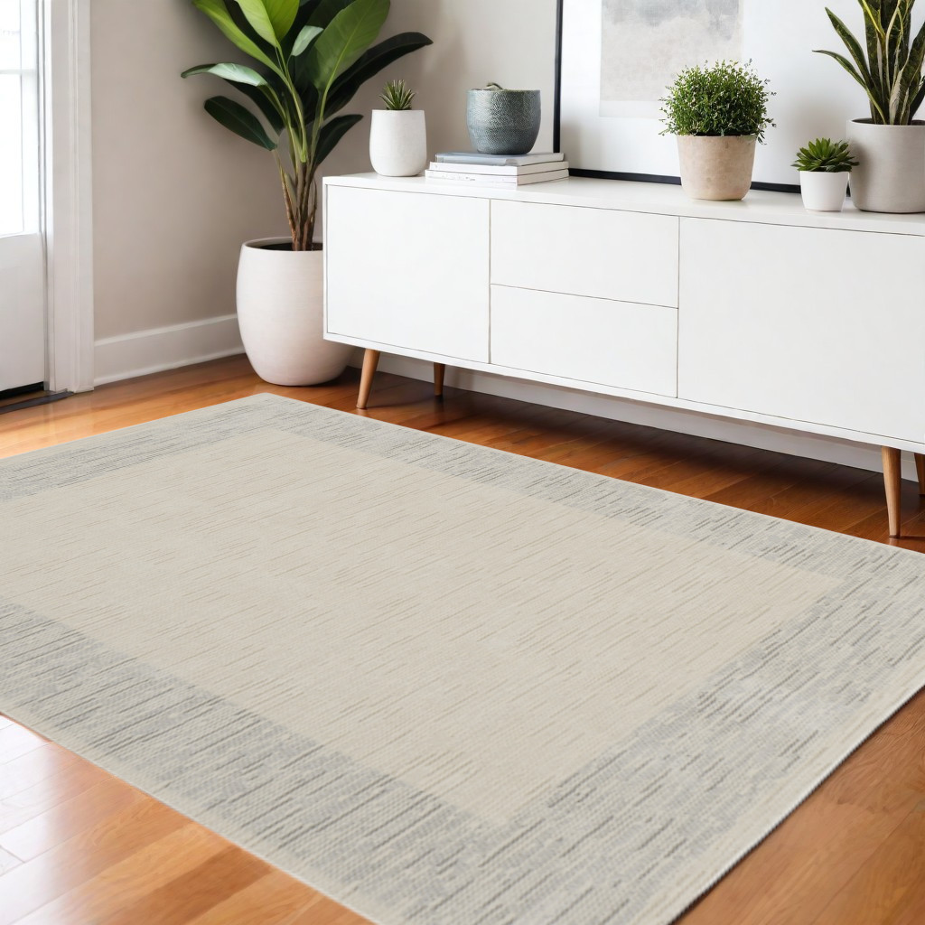 533392 4 x 6 ft. Gray & Ivory Striped Rectangle Area Rug