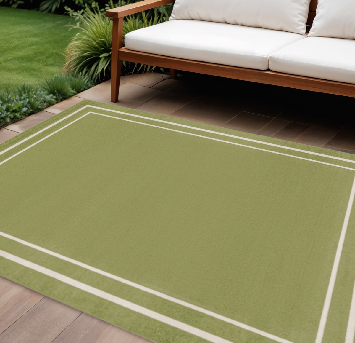 545512 8 x 10 ft. Green & Ivory Indoor & Outdoor Rectangle Area Rug