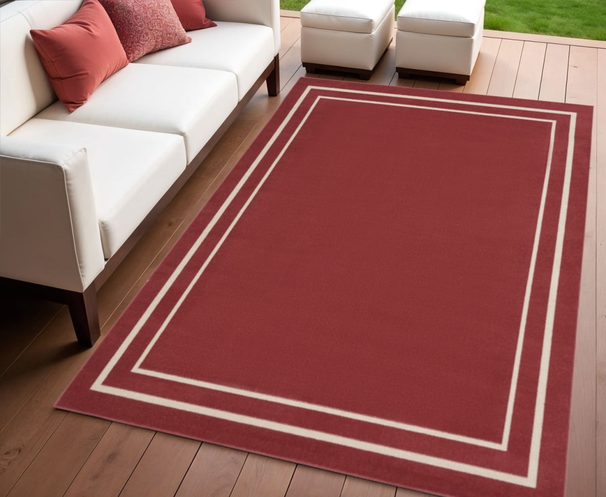 545495 4 x 6 ft. Brick Red & Ivory Indoor & Outdoor Rectangle Area Rug
