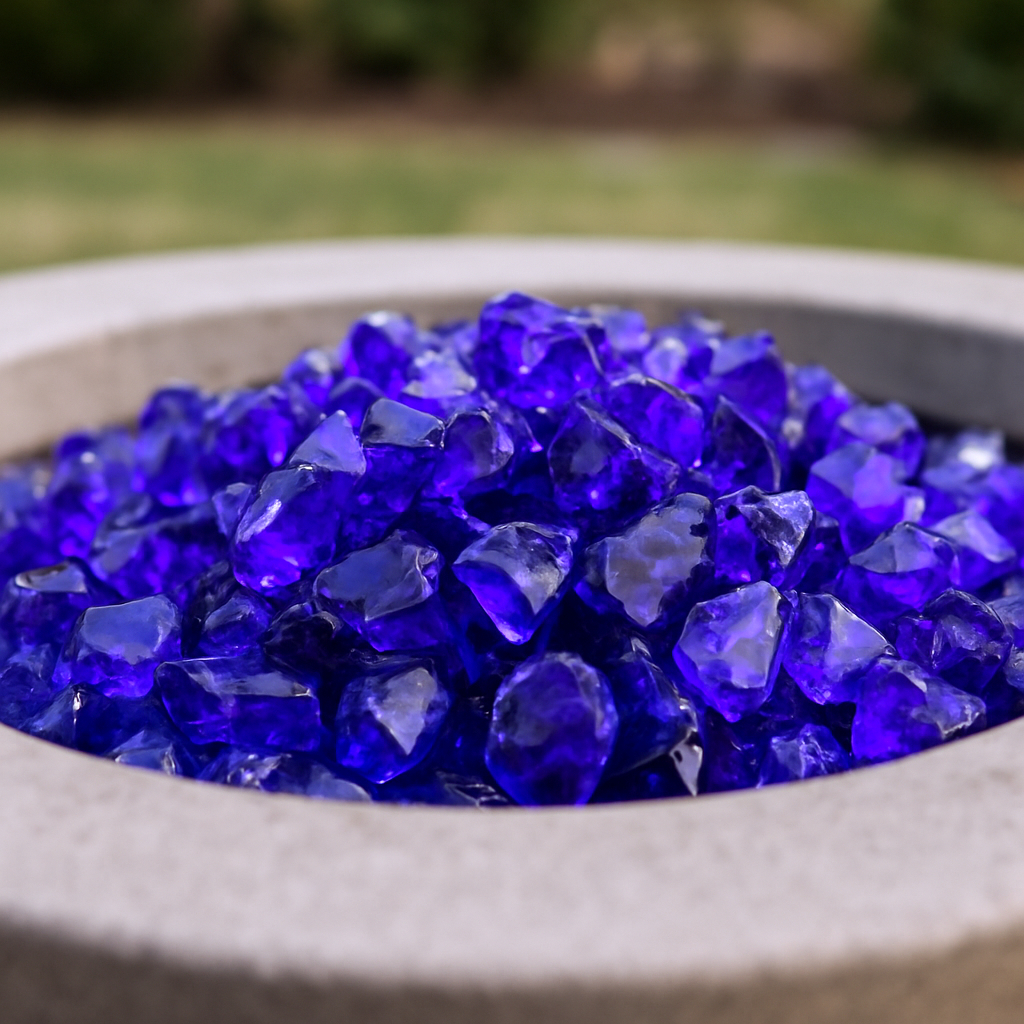 479091 Cobalt Round Reflective Fire Pit Glass