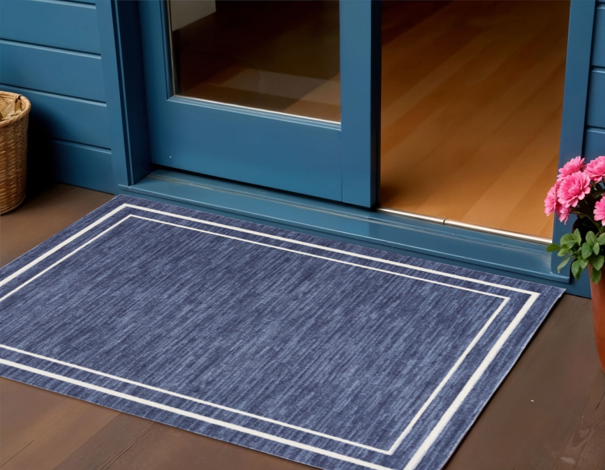 545974 3 x 5 ft. Navy Blue & Ivory Indoor & Outdoor Rectangle Area Rug