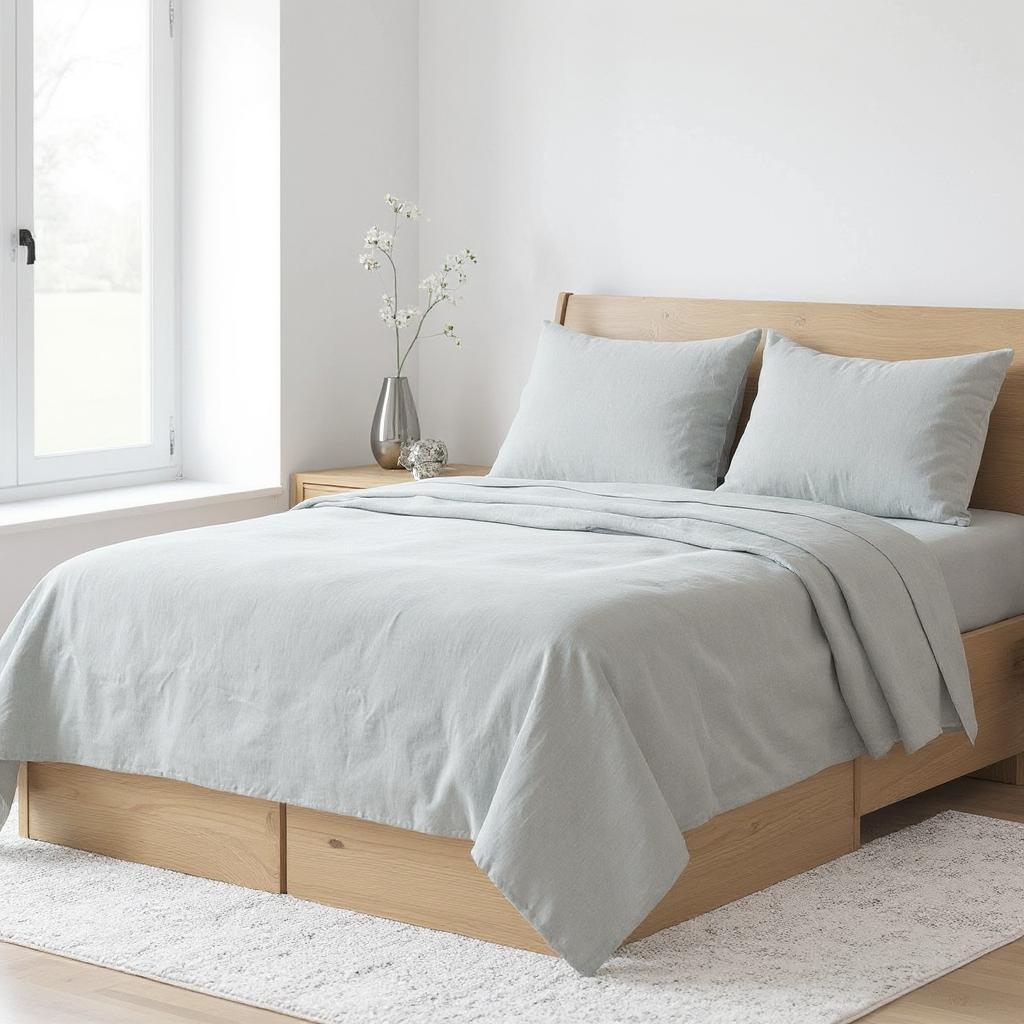 520752 0.20 x 106 x 110 in. Blue Linen King Size Flat Sheet