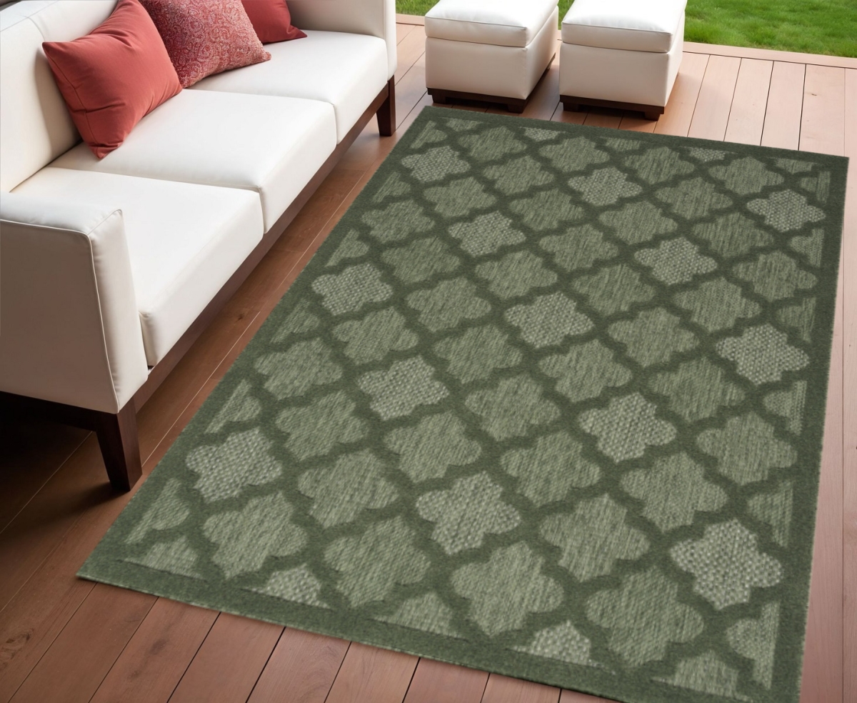 545555 4 x 6 ft. Dark Green & Light Green Trellis Indoor & Outdoor Rectangle Area Rug
