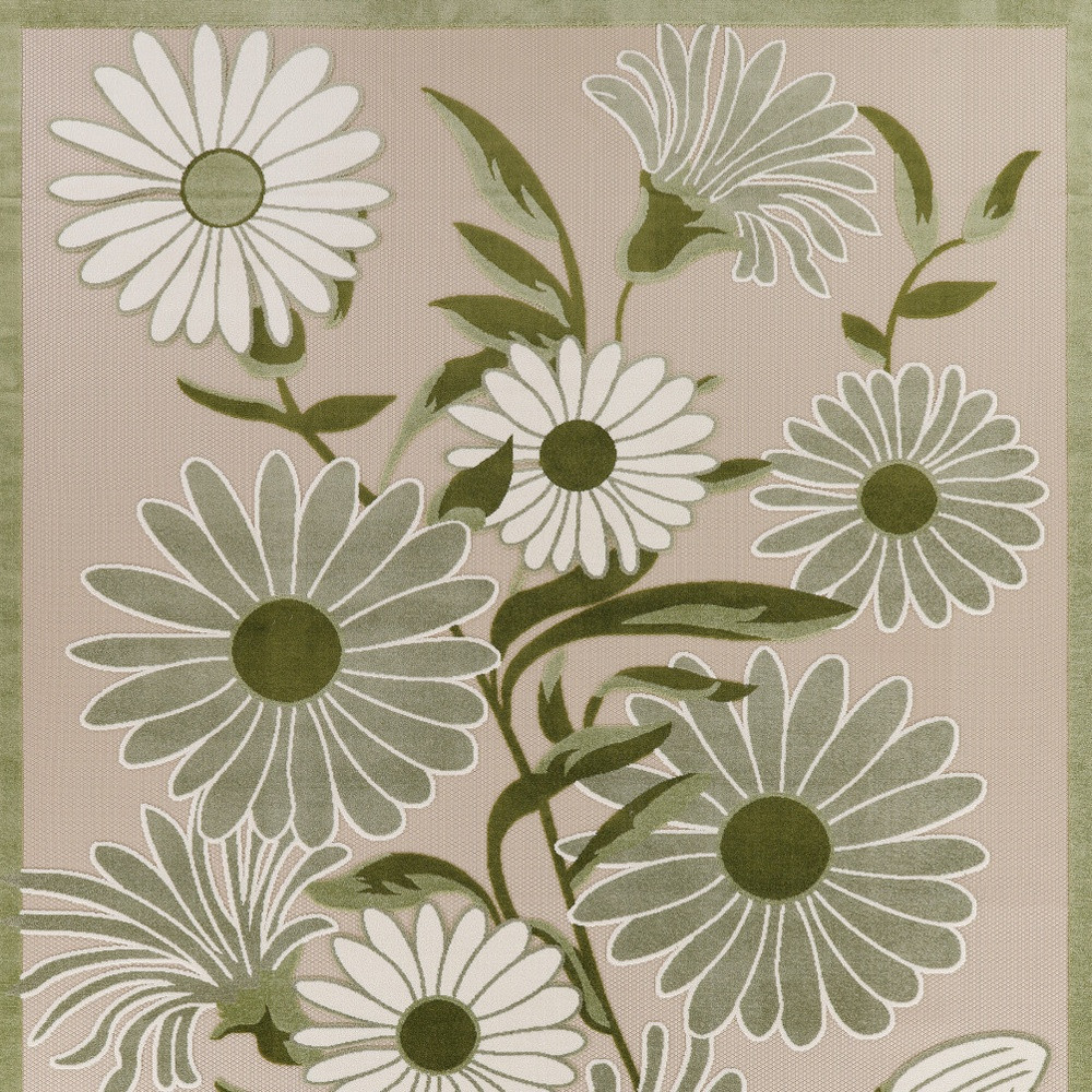 548127 12 x 15 ft. Ivory & Green Floral Indoor & Outdoor Rectangle Area Rug