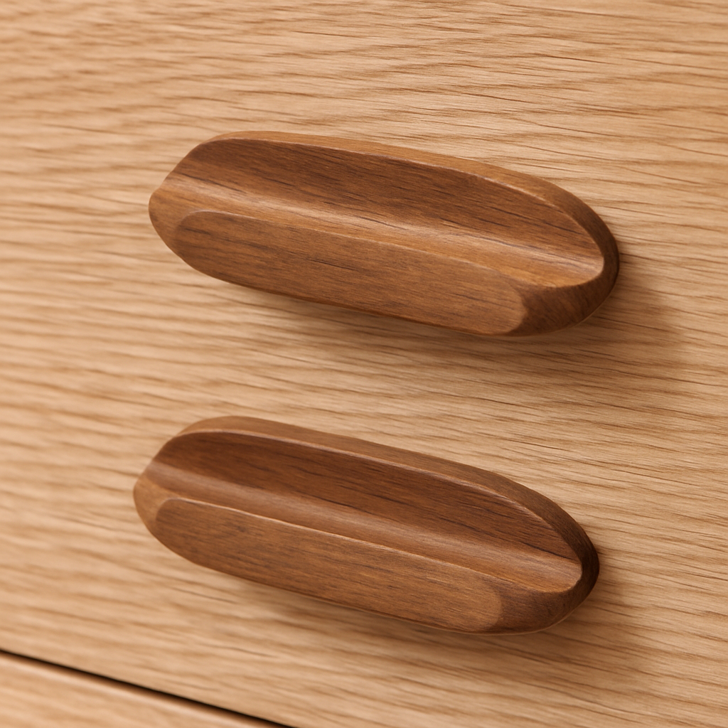 476586 Brown Wood Oval Drawer Pull Knobs - Set of 2