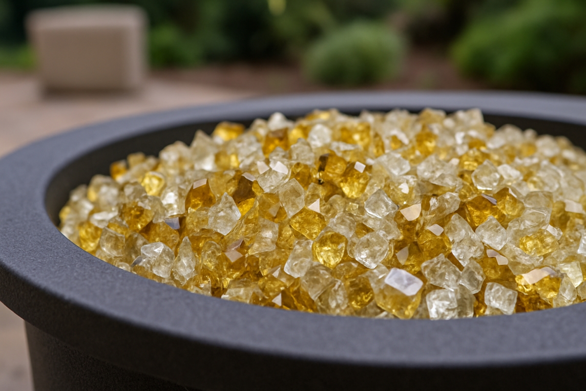 479083 Gold Round Reflective Fire Pit Glass