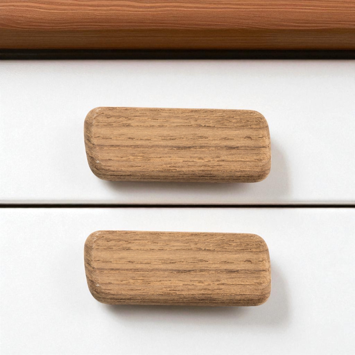 476580 Brown Teak Wood Drawer Pull Knobs - Set of 2