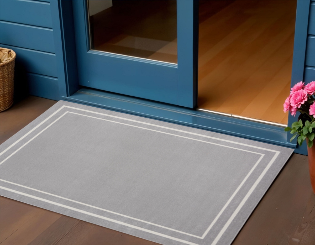 545963 2 x 4 ft. Gray & Ivory Indoor & Outdoor Rectangle Area Rug