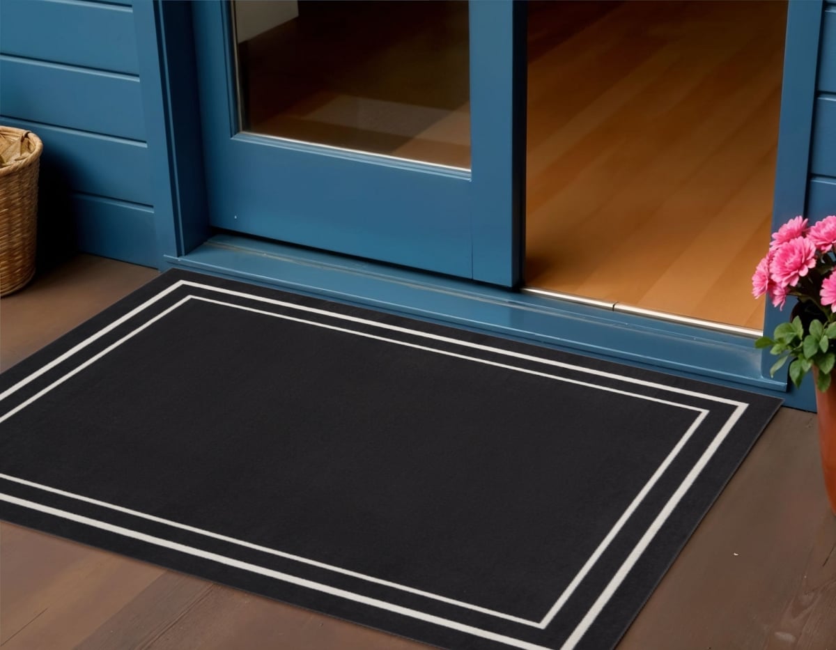 545940 3 x 5 ft. Black & Ivory Indoor & Outdoor Rectangle Area Rug