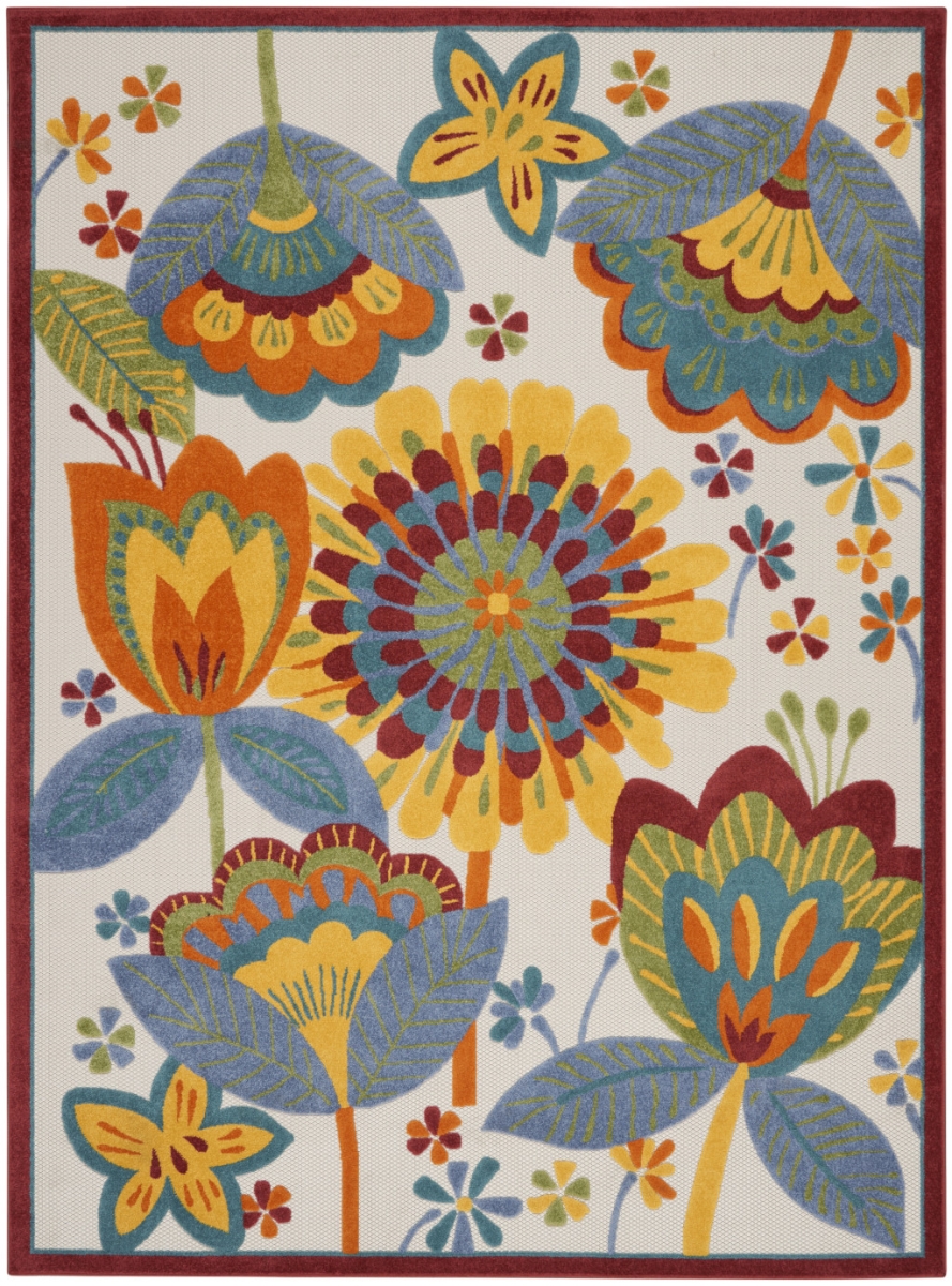 546846 7 x 10 ft. Floral Indoor Outdoor Rectangle Area Rug, Multi Color