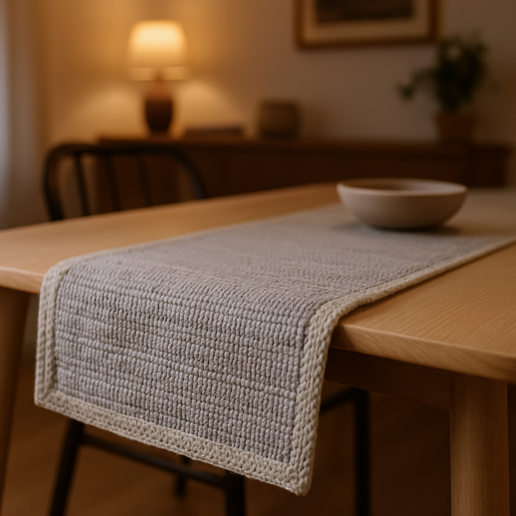 Picture of HomeRoots 517421 80 in. Light Gray & Natural Solid with Border Cotton Table Runner