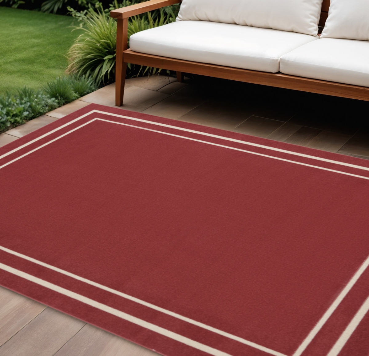 545498 8 x 10 ft. Brick Red & Ivory Indoor & Outdoor Rectangle Area Rug