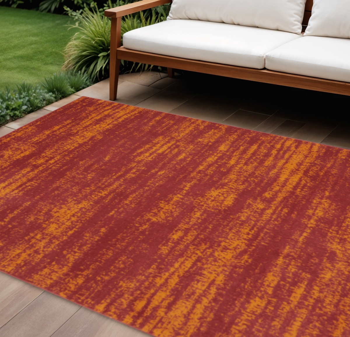 545481 9 x 12 ft. Red & Orange Abstract Indoor & Outdoor Rectangle Area Rug