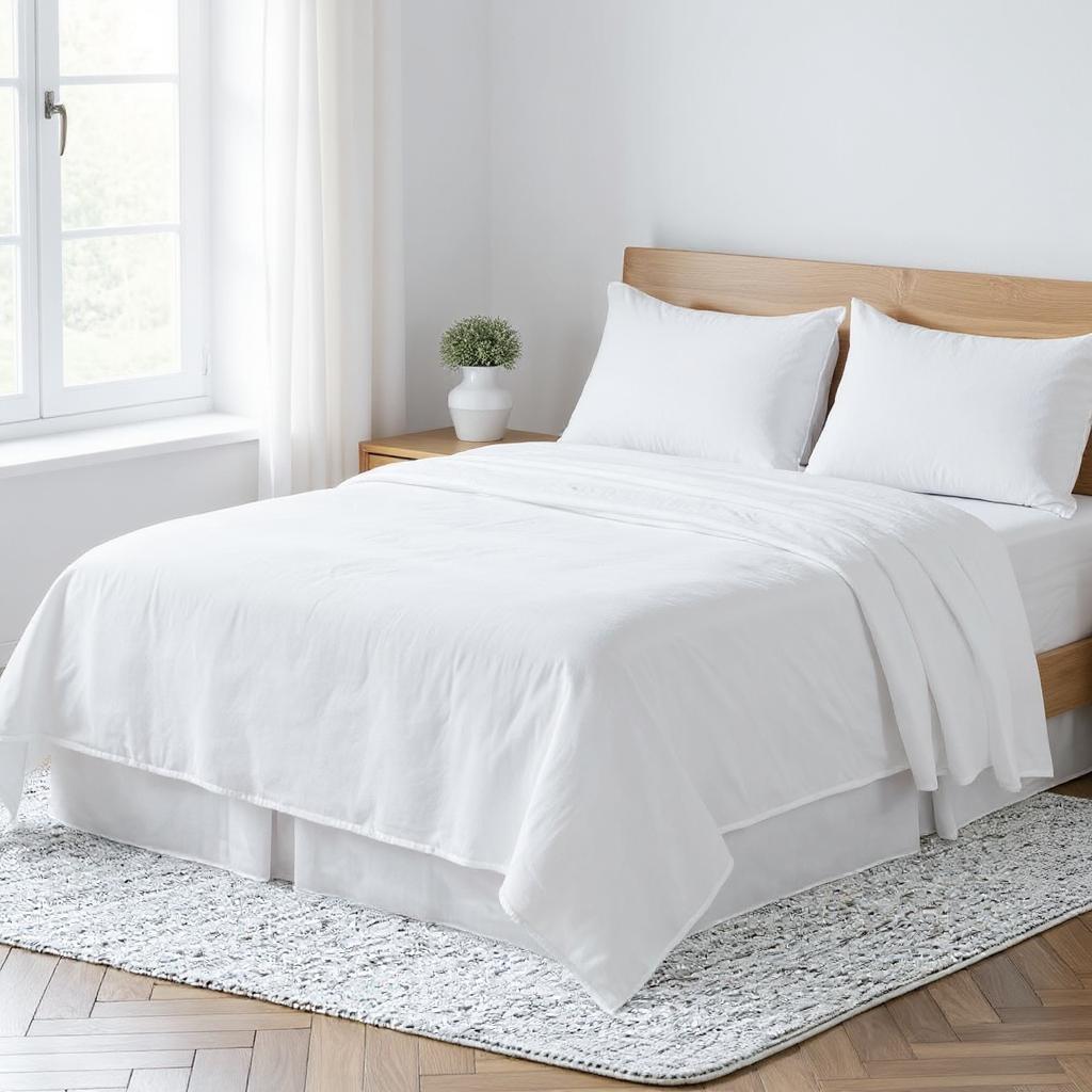 520757 White Linen Full Double Flat Sheet