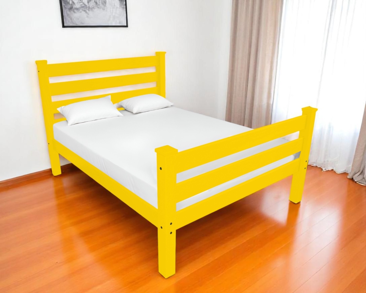 548160 Yellow Solid Wood Queen Bed Frame