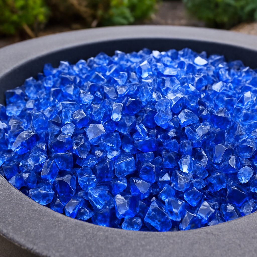 479080 Cobalt Round Reflective Fire Pit Glass