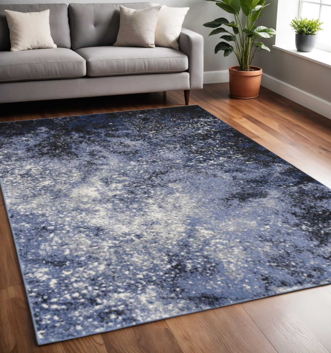 522555 5 x 7 ft. Blue & Black Abstract Rectangle Area Rug