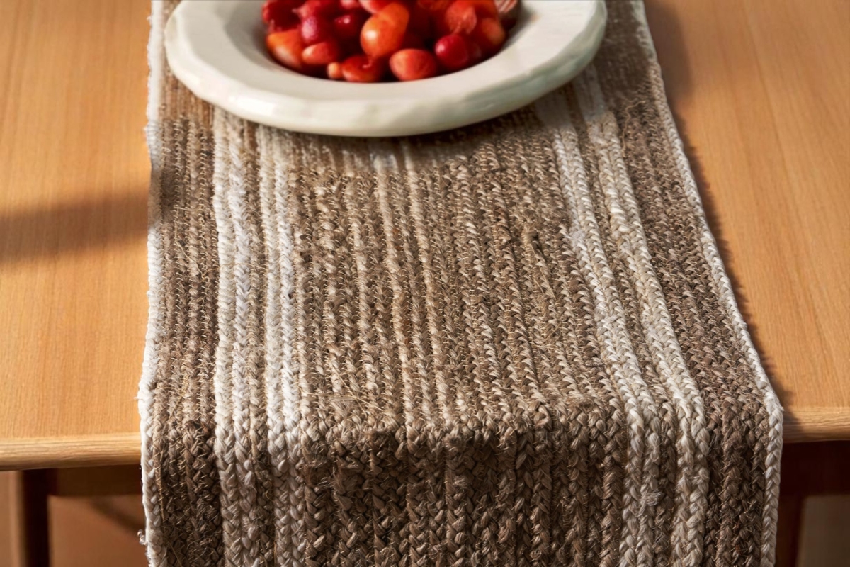 Picture of HomeRoots 534187 80 in. Brown Ivory & Natural Braided Jute Table Runner