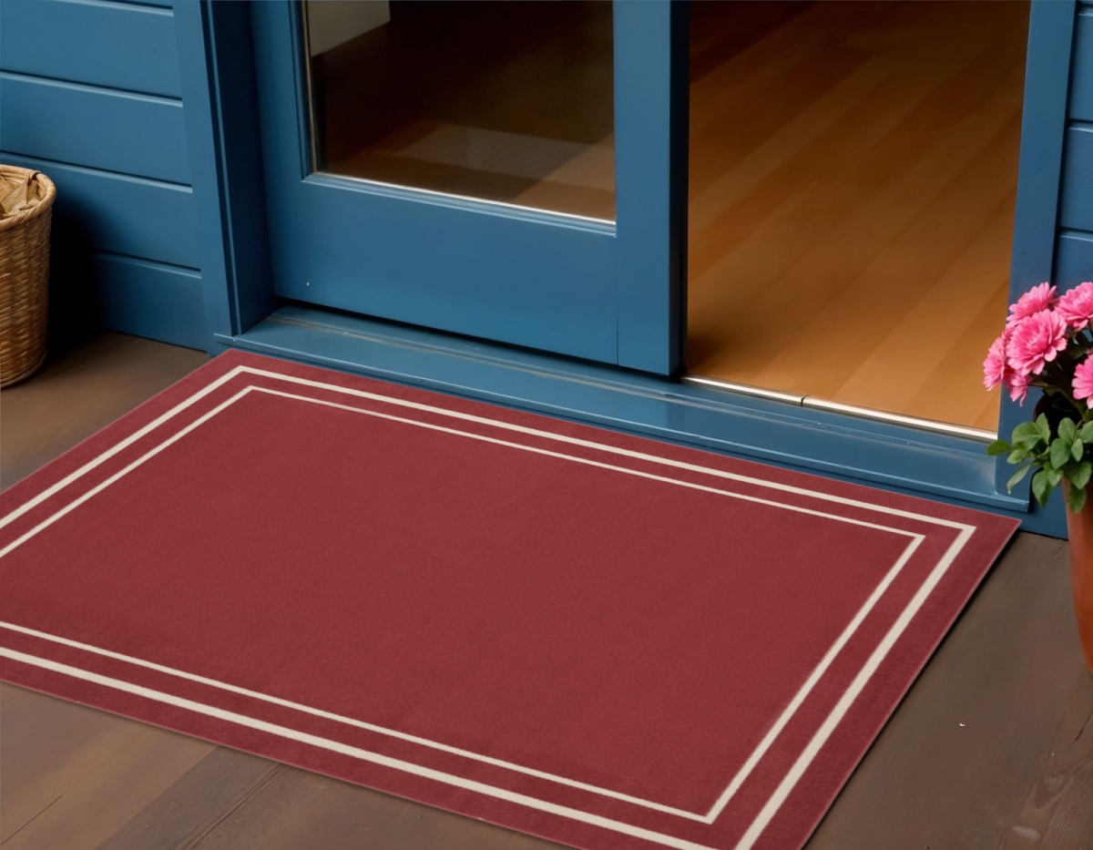 545945 3 x 5 ft. Red & Ivory Indoor & Outdoor Rectangle Area Rug