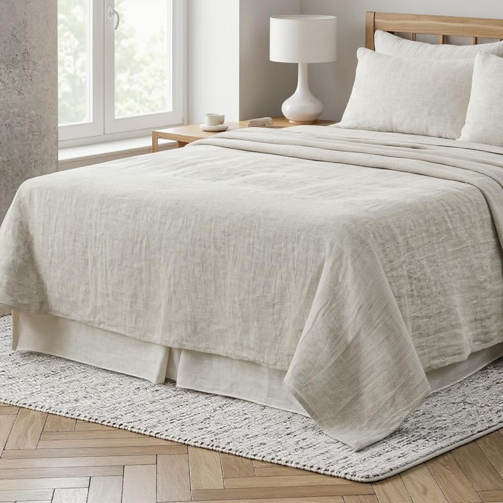520746 Light Gray Linen King Flat Sheet