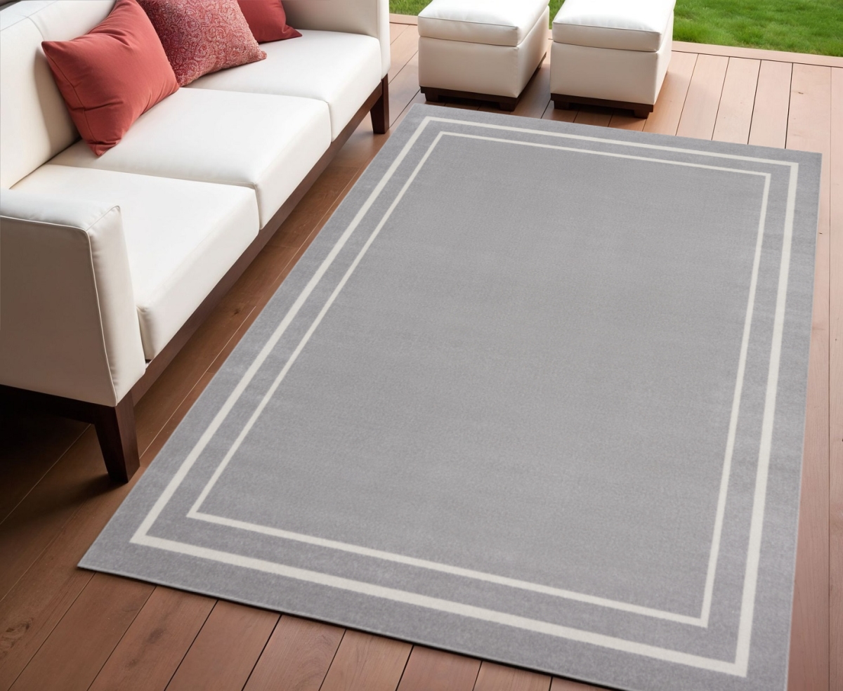 545523 4 x 6 ft. Gray & Ivory Indoor & Outdoor Rectangle Area Rug