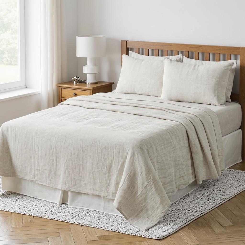 520745 Light Gray Linen Flat Sheet Set - Full Double Size