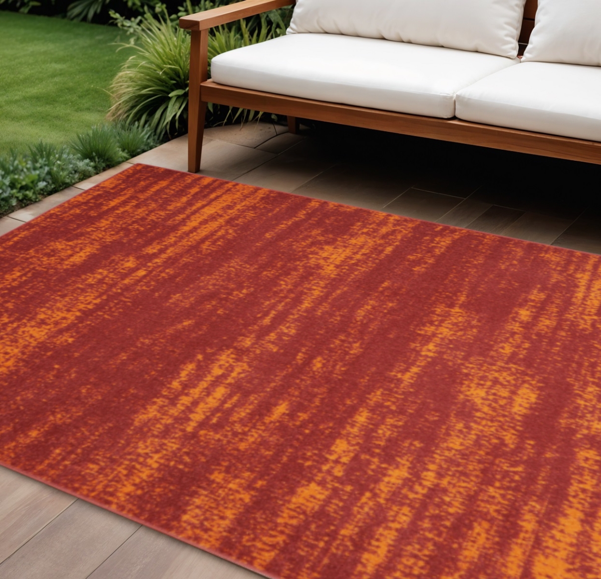 545546 6 x 9 ft. Red & Orange Abstract Indoor & Outdoor Rectangle Area Rug