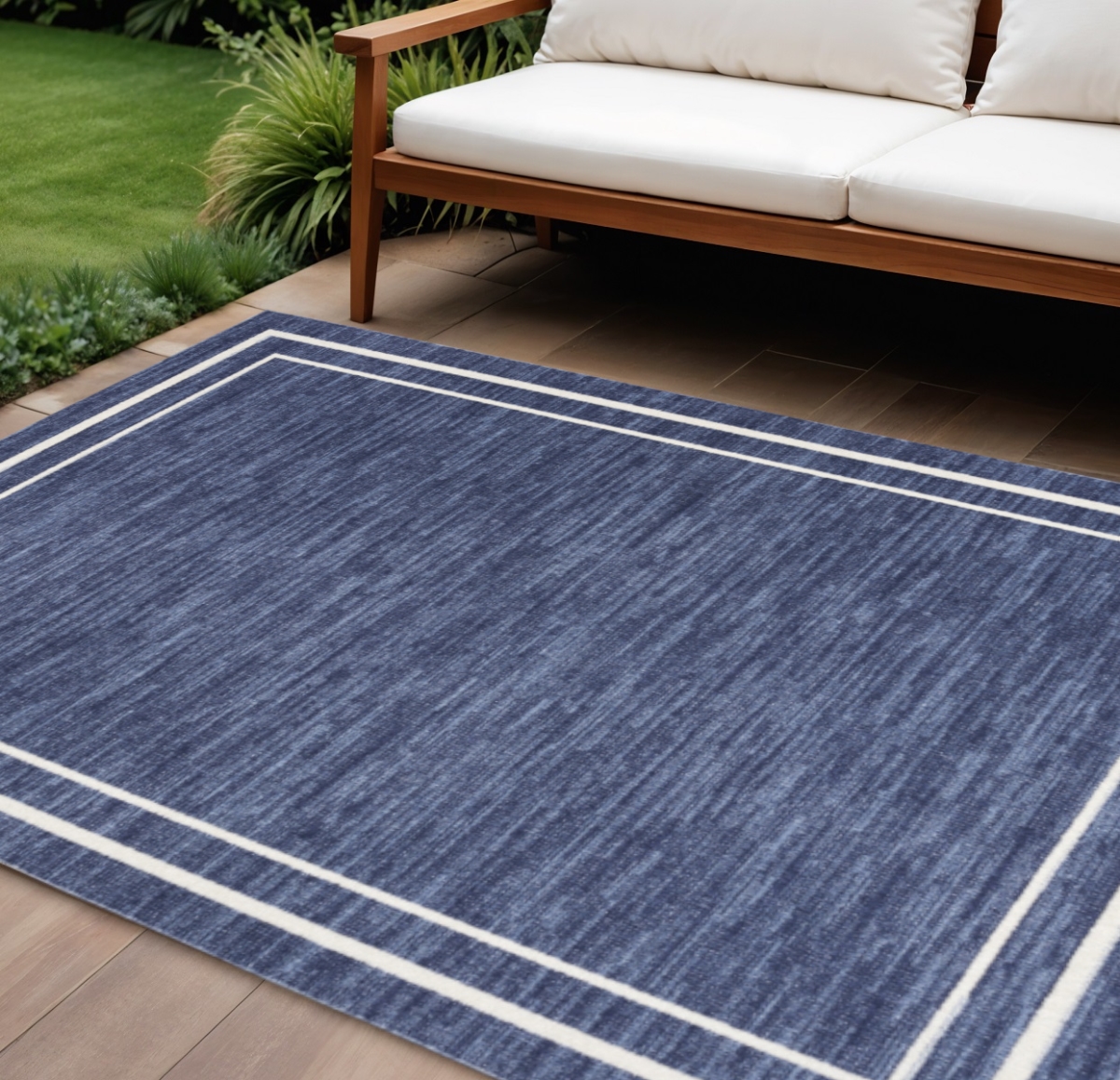 545539 6 x 9 ft. Navy Blue & Ivory Indoor & Outdoor Rectangle Area Rug