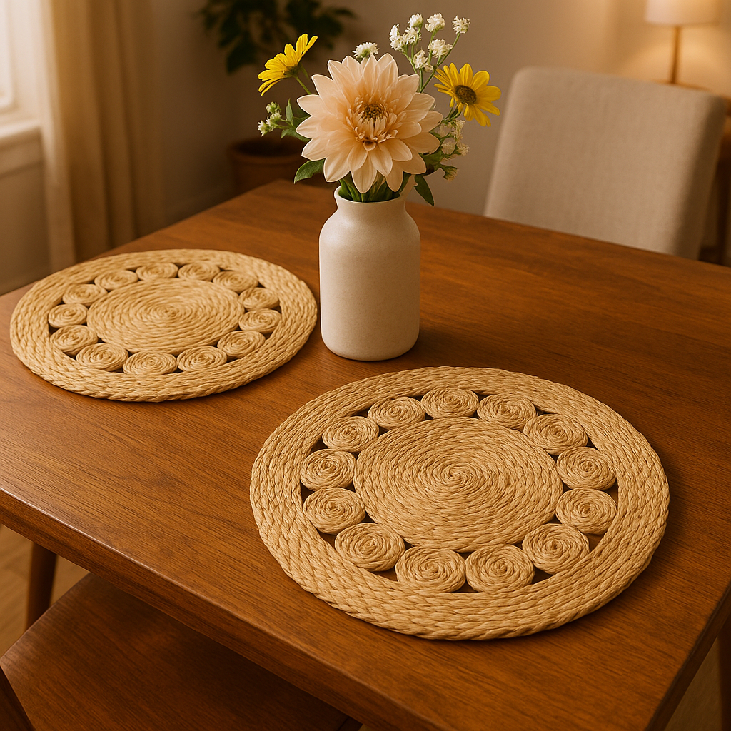Picture of HomeRoots 534179 15 in. Natural Braided Jute Round Placemats - Set of 2