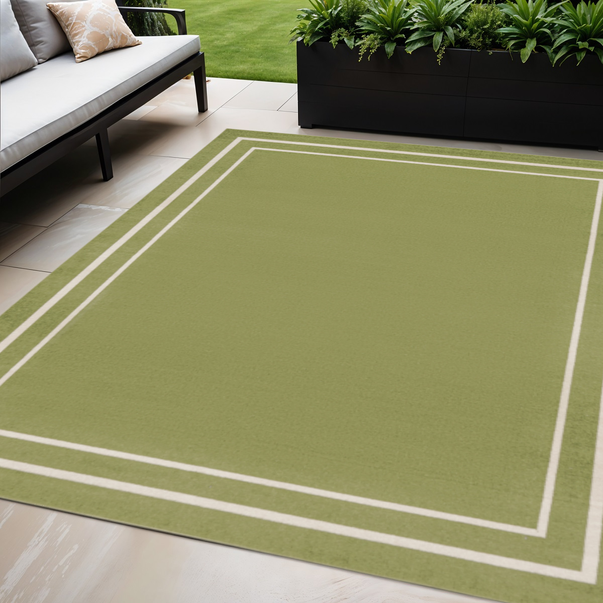 545510 5 x 7 ft. Green & Ivory Indoor & Outdoor Rectangle Area Rug