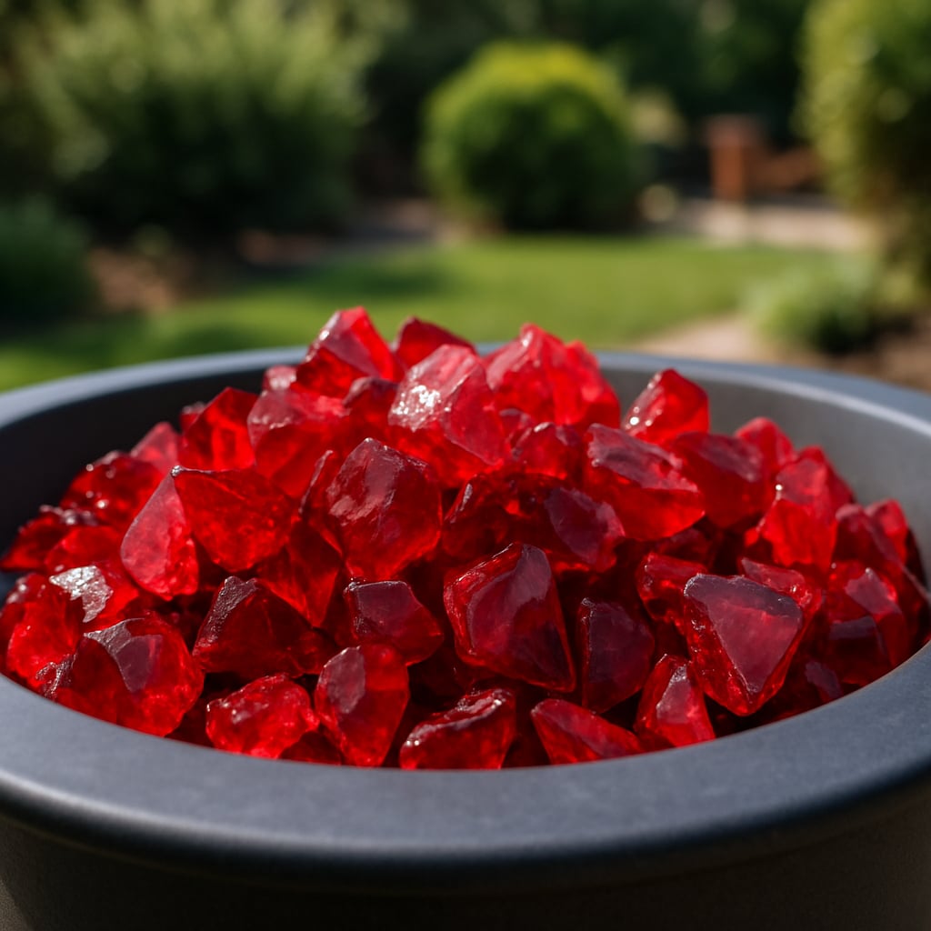 Reflective Red Fire Pit Glass - Red - 10 lbs - Propane Compatible