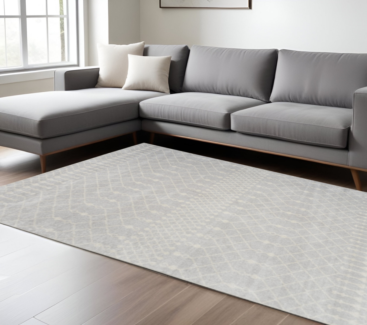 532911 9 x 12 ft. Gray & Ivory Moroccan Washable Rectangle Area Rug