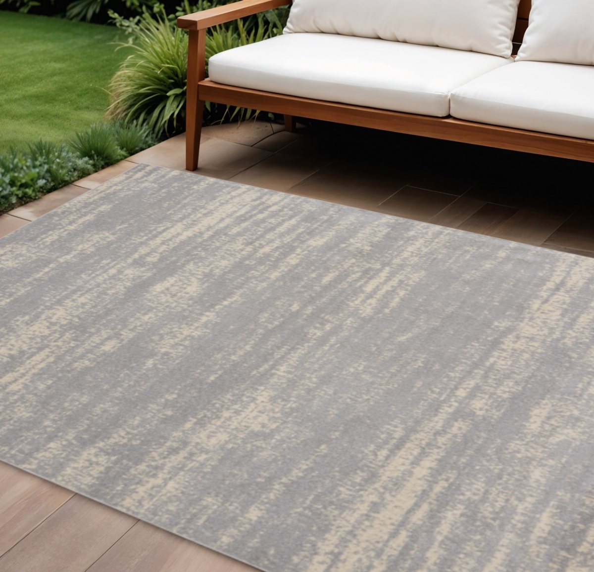 545518 6 x 9 ft. Gray & Beige Abstract Indoor & Outdoor Rectangle Area Rug