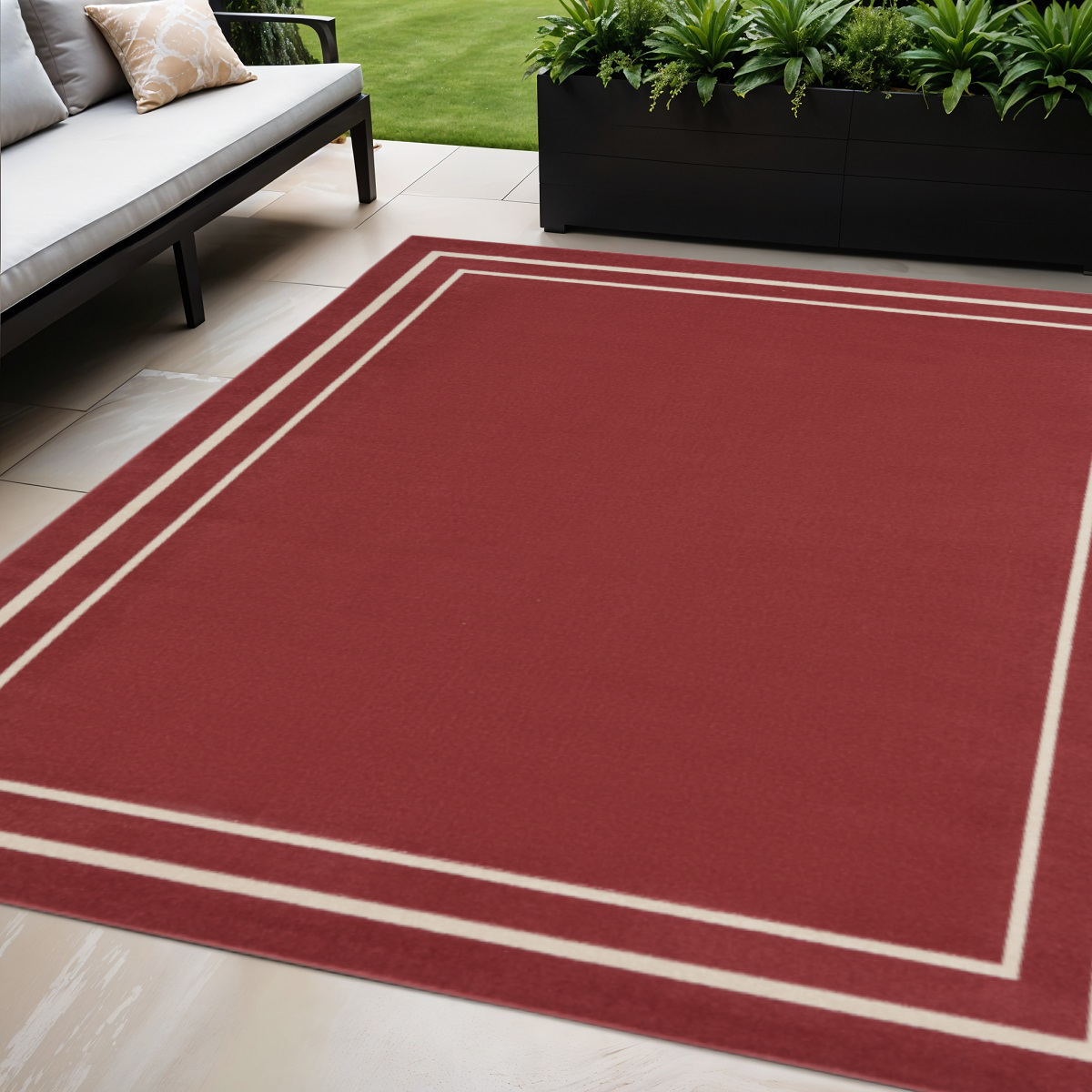 545496 5 x 7 ft. Brick Red & Ivory Indoor & Outdoor Rectangle Area Rug